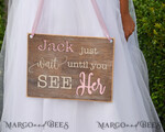 FLOWER GIRL / Page Boy SIGNS rustic Personalised wood wedding sign, Wooden Page boy sign, Wood Engraved flower girl sign, flower girl wedding day sign, rustic wedding decor for flower girl, daddy here comes mummy, here comes the bride  4