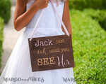 FLOWER GIRL / Page Boy SIGNS rustic Personalised wood wedding sign, Wooden Page boy sign, Wood Engraved flower girl sign, flower girl wedding day sign, rustic wedding decor for flower girl, daddy here comes mummy, here comes the bride4