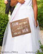 FLOWER GIRL / Page Boy SIGNS rustic Personalised wood wedding sign, Wooden Page boy sign, Wood Engraved flower girl sign, flower girl wedding day sign, rustic wedding decor for flower girl, daddy here comes mummy, here comes the bride3