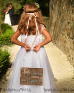 FLOWER GIRL / Page Boy SIGNS rustic Personalised wood wedding sign, Wooden Page boy sign, Wood Engraved flower girl sign, flower girl wedding day sign, rustic wedding decor for flower girl, daddy here comes mummy, here comes the bride3