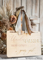 FLOWER GIRL / Page Boy SIGNS rustic Personalised rustic and gold wood wedding sign, Wooden Page boy sign, Wood boho flower girl sign, flower girl wedding day sign, rustic wedding decor for flower girl, here comes the bride 15