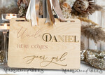 FLOWER GIRL / Page Boy SIGNS rustic Personalised rustic and gold wood wedding sign, Wooden Page boy sign, Wood boho flower girl sign, flower girl wedding day sign, rustic wedding decor for flower girl, here comes the bride 15