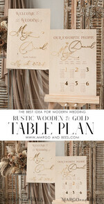 TABLE PLANS AND WEDDING WELCOME SIGNS rustic rustic Wedding Table Plan, Wooden and Gold Modern Seating Chart, 3d Elegant Find Your Seat - Seating Plan, Boho Wedding Table Plan, Wedding Decoration with golden letters - Golden Reception Signage - Custom Ceremony Sign14