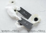 PLACE CARDS / TABLE CARDS Romantic Boho/ Botanical/ Floral Luxury Black Wedding Table Place Cards with White Silk Ribbon, Custom Wording Classy Black Wedding Place Cards,  Romantic Name Tags for Your Wedding Tables5