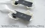 PLACE CARDS / TABLE CARDS Romantic Boho/ Botanical/ Floral Luxury Black Wedding Table Place Cards with White Silk Ribbon, Custom Wording Classy Black Wedding Place Cards,  Romantic Name Tags for Your Wedding Tables5