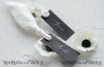 PLACE CARDS / TABLE CARDS Romantic Boho/ Botanical/ Floral Luxury Black Wedding Table Place Cards with White Silk Ribbon, Custom Wording Classy Black Wedding Place Cards,  Romantic Name Tags for Your Wedding Tables5