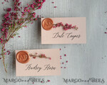 PLACE CARDS / TABLE CARDS Romantic Boho/ Botanical/ Floral Elegant Blush pink wedding place card with a wax seal, Custom handmade wedding place cards, Floral Wedding Name Tags, Elegant Table Decor, Botanical Name Tags2