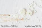 PLACE CARDS / TABLE CARDS Romantic Boho/ Botanical/ Floral Romantic Deckle-Edge Ivory Wedding Place Cards with Silk Ribbon, Elegant Wedding Table Place Cards, Minimalistic Name Tags for Your Wedding Tables, Simple Cards9