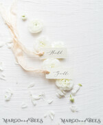 PLACE CARDS / TABLE CARDS Romantic Boho/ Botanical/ Floral Romantic Deckle-Edge Ivory Wedding Place Cards with Silk Ribbon, Elegant Wedding Table Place Cards, Minimalistic Name Tags for Your Wedding Tables, Simple Cards9