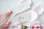 PLACE CARDS / TABLE CARDS Romantic Boho/ Botanical/ Floral White Deckle-Edge Wedding Place Cards with Dyed Silk Ribbon, Elegant Custom Wording Table Place Cards, Minimalistic Name Tags, Simple Modern Wedding Stationery11