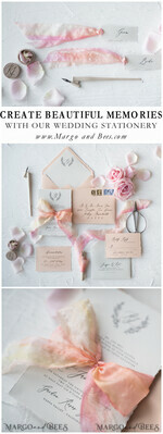 PLACE CARDS / TABLE CARDS Romantic Boho/ Botanical/ Floral White Deckle-Edge Wedding Place Cards with Dyed Silk Ribbon, Elegant Custom Wording Table Place Cards, Minimalistic Name Tags, Simple Modern Wedding Stationery11