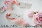 PLACE CARDS / TABLE CARDS Romantic Boho/ Botanical/ Floral White Deckle-Edge Wedding Place Cards with Dyed Silk Ribbon, Elegant Custom Wording Table Place Cards, Minimalistic Name Tags, Simple Modern Wedding Stationery11