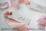 PLACE CARDS / TABLE CARDS Romantic Boho/ Botanical/ Floral White Deckle-Edge Wedding Place Cards with Dyed Silk Ribbon, Elegant Custom Wording Table Place Cards, Minimalistic Name Tags, Simple Modern Wedding Stationery11