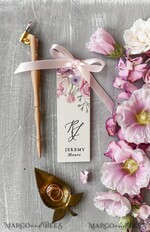 PLACE CARDS / TABLE CARDS Romantic Boho/ Botanical/ Floral Floral wedding Place Cards with Pink Ribbon, Elegant Wedding Place Cards, Botanical Wedding Name Tags, Romantic Wedding Table Decor, Delicate Wedding Cards1