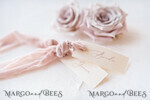 PLACE CARDS / TABLE CARDS Romantic Boho/ Botanical/ Floral Romantic Ivory Wedding Place Cards with Blush Pink Velvet Ribbon, Elegant Cards with Blush Pink Custom Wording, Minimalistic Name Tags, Decle-Edged Wedding Tags9