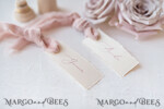 PLACE CARDS / TABLE CARDS Romantic Boho/ Botanical/ Floral Romantic Ivory Wedding Place Cards with Blush Pink Velvet Ribbon, Elegant Cards with Blush Pink Custom Wording, Minimalistic Name Tags, Decle-Edged Wedding Tags9