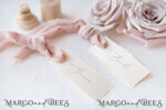 PLACE CARDS / TABLE CARDS Romantic Boho/ Botanical/ Floral Romantic Ivory Wedding Place Cards with Blush Pink Velvet Ribbon, Elegant Cards with Blush Pink Custom Wording, Minimalistic Name Tags, Decle-Edged Wedding Tags9