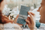 MENU & PROGRAMS romantic Romantic Dusty Blue Wedding Menu, Custom Modern Floral Dinner Menu, Chic Minimalistic Menu with Vellum Belly Band and Twine, Modern Elegant Wedding Stationery  1