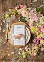 MENU & PROGRAMS romantic Watercolor Rustic Wedding Menu with Belly Band, Floral Wedding Dinner Menu, Eco Romantic Personalized Cards with Monogram Tag, Simple Rustic Wedding Menu4