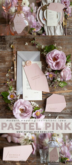MENU & PROGRAMS romantic Geometric Minimalist Wedding Menu, Custom Blush and Ivory Double Menu Cards, Modern Handmade Geometric Wedding Menu, Simple Pink and Ecru Wedding Menu Cards    7