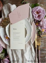 MENU & PROGRAMS romantic Geometric Minimalist Wedding Menu, Custom Blush and Ivory Double Menu Cards, Modern Handmade Geometric Wedding Menu, Simple Pink and Ecru Wedding Menu Cards    7