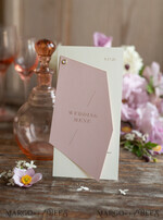 MENU & PROGRAMS romantic Geometric Minimalist Wedding Menu, Custom Blush and Ivory Double Menu Cards, Modern Handmade Geometric Wedding Menu, Simple Pink and Ecru Wedding Menu Cards    7