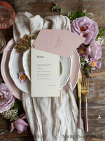 MENU & PROGRAMS romantic Geometric Minimalist Wedding Menu, Custom Blush and Ivory Double Menu Cards, Modern Handmade Geometric Wedding Menu, Simple Pink and Ecru Wedding Menu Cards    7