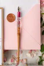 WOODEN PENHOLDERS Wood and resin English Oblique Pen, Handmade resin flowers Wooden Antique Dip Pen, Wood Oblique Calligraphy Pen Holder, perfect gift for her, practicing Quill14