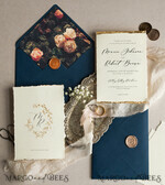 WEDDING INVITATIONS modern calligraphy / fine art Ivory Gold Wedding Invitation, Floral Wedding Invitation, Tuscany Italian Invitation suite, Wreath Monogram wedding invitation suite, Deckled Edge Invites, Torn Edge Wedding Invitations golden, Fine Art Wedding Invitation Suite, Deckled Edge Paper7