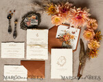 WEDDING INVITATIONS modern calligraphy / fine art Fine Art Fall Terracotta Gold Wedding Invitation, Burnt orange Floral Wedding Invitation, Rust Invitation suite, Wreath Monogram wedding invitation suite, Deckled Edge Invites, Torn Edge Wedding Invitations golden, Fine Art Wedding Invitation Suite, Deckled13