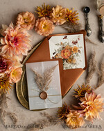 HOCHZEITS EINLADUNGEN moderne Kalligraphie / feine Kunst Herbst Terracotta Acryl Hochzeitskarten Set, Echte Pampasgras Florale Hochzeitskarten, Kupfer Französische Provence Einladungset, Rost Pampasgras Boho Hochzeitskarten Set, Moderne Fein Kunst Burnt Orange Hochzeitskarten Set22