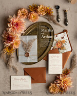 HOCHZEITS EINLADUNGEN moderne Kalligraphie / feine Kunst Herbst Terracotta Acryl Hochzeitskarten Set, Echte Pampasgras Florale Hochzeitskarten, Kupfer Französische Provence Einladungset, Rost Pampasgras Boho Hochzeitskarten Set, Moderne Fein Kunst Burnt Orange Hochzeitskarten Set22
