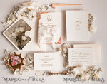 WEDDING INVITATIONS modern calligraphy / fine art Fine Art Ivory Gold Wedding Invitation, Floral Wedding Invitation, Vintage Invitation suite, Emblem Initials wedding invitation suite, Deckled Edge Invites4