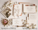 WEDDING INVITATIONS modern calligraphy / fine art Fine Art Ivory Gold Wedding Invitation, Floral Wedding Invitation, Vintage Invitation suite, Emblem Initials wedding invitation suite, Deckled Edge Invites4