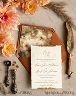 HOCHZEITS EINLADUNGEN moderne Kalligraphie / feine Kunst Fall Fine Art Prägung Elfenbein Gold Hochzeitseinladung, Pampasgras Florale Hochzeitseinladung, Boho Brandorange Einladungssatz, Wachssiegel Monogramm Hochzeitseinladungssatz, Gerissene Kante Einladungen, Zerrissene Kante Hochzeitseinladungen golden.18