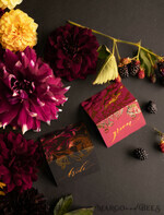 PLACE CARDS / TABLE CARDS calligraphy Luxury Modern Black Place Cards, Elegant Marsala Place Card with Gold printout, Romantic Name Tags For Your Wedding Tables, Calligraphy style Wedding Cards     15