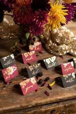 PLACE CARDS / TABLE CARDS calligraphy Luxury Modern Black Place Cards, Elegant Marsala Place Card with Gold printout, Romantic Name Tags For Your Wedding Tables, Calligraphy style Wedding Cards     15