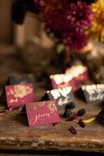 PLACE CARDS / TABLE CARDS calligraphy Luxury Modern Black Place Cards, Elegant Marsala Place Card with Gold printout, Romantic Name Tags For Your Wedding Tables, Calligraphy style Wedding Cards     15