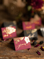 PLACE CARDS / TABLE CARDS calligraphy Luxury Modern Black Place Cards, Elegant Marsala Place Card with Gold printout, Romantic Name Tags For Your Wedding Tables, Calligraphy style Wedding Cards     15
