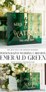 KARTONBOXEN  
 Acrylkartenbox Elegante smaragdgrüne Hochzeitsset Acryl-Kartenbox mit Schloss und Schild für Karten & Geschenke, personalisierte Hochzeitskartenbox, Acryl-Hochzeitskartenbox mit Deckel in Grün.41