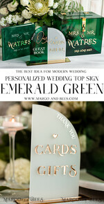 KARTONBOXEN  
 Acrylkartenbox Elegante smaragdgrüne Hochzeitsset Acryl-Kartenbox mit Schloss und Schild für Karten & Geschenke, personalisierte Hochzeitskartenbox, Acryl-Hochzeitskartenbox mit Deckel in Grün.41