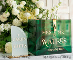 KARTONBOXEN  
 Acrylkartenbox Elegante smaragdgrüne Hochzeitsset Acryl-Kartenbox mit Schloss und Schild für Karten & Geschenke, personalisierte Hochzeitskartenbox, Acryl-Hochzeitskartenbox mit Deckel in Grün.41