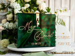 KARTONBOXEN  
 Acrylkartenbox Elegante smaragdgrüne Hochzeitsset Acryl-Kartenbox mit Schloss und Schild für Karten & Geschenke, personalisierte Hochzeitskartenbox, Acryl-Hochzeitskartenbox mit Deckel in Grün.41