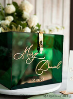 KARTONBOXEN  
 Acrylkartenbox Elegante smaragdgrüne Hochzeitsset Acryl-Kartenbox mit Schloss und Schild für Karten & Geschenke, personalisierte Hochzeitskartenbox, Acryl-Hochzeitskartenbox mit Deckel in Grün.41