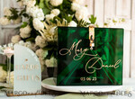 KARTONBOXEN  
 Acrylkartenbox Elegante smaragdgrüne Hochzeitsset Acryl-Kartenbox mit Schloss und Schild für Karten & Geschenke, personalisierte Hochzeitskartenbox, Acryl-Hochzeitskartenbox mit Deckel in Grün.41