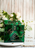 KARTONBOXEN  
 Acrylkartenbox Elegante smaragdgrüne Hochzeitsset Acryl-Kartenbox mit Schloss und Schild für Karten & Geschenke, personalisierte Hochzeitskartenbox, Acryl-Hochzeitskartenbox mit Deckel in Grün.41