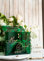 KARTONBOXEN  
 Acrylkartenbox Elegante smaragdgrüne Hochzeitsset Acryl-Kartenbox mit Schloss und Schild für Karten & Geschenke, personalisierte Hochzeitskartenbox, Acryl-Hochzeitskartenbox mit Deckel in Grün.41