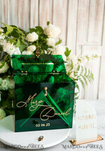 KARTONBOXEN  
 Acrylkartenbox Elegante smaragdgrüne Hochzeitsset Acryl-Kartenbox mit Schloss und Schild für Karten & Geschenke, personalisierte Hochzeitskartenbox, Acryl-Hochzeitskartenbox mit Deckel in Grün.41