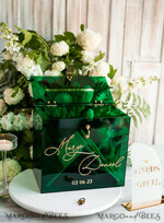 KARTONBOXEN  
 Acrylkartenbox Elegante smaragdgrüne Hochzeitsset Acryl-Kartenbox mit Schloss und Schild für Karten & Geschenke, personalisierte Hochzeitskartenbox, Acryl-Hochzeitskartenbox mit Deckel in Grün.41