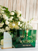 KARTONBOXEN  
 Acrylkartenbox Elegante smaragdgrüne Hochzeitsset Acryl-Kartenbox mit Schloss und Schild für Karten & Geschenke, personalisierte Hochzeitskartenbox, Acryl-Hochzeitskartenbox mit Deckel in Grün.41